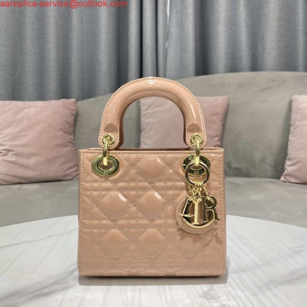 Replica Dior M0505 Mini Lady Dior Bag Nude Patent Cannage Calfskin 3