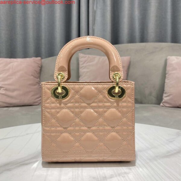 Replica Dior M0505 Mini Lady Dior Bag Nude Patent Cannage Calfskin 4