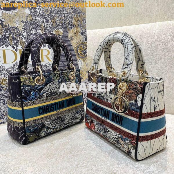 Replica Dior Medium Lady D-Lite Bag Blue Constellation Embroidery M056 4