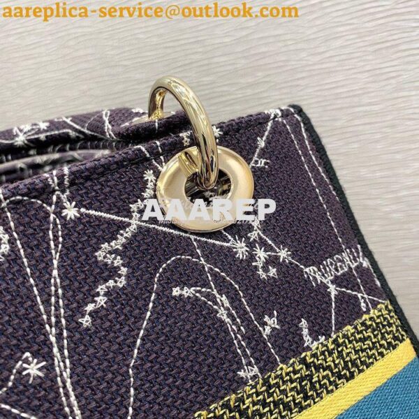 Replica Dior Medium Lady D-Lite Bag Blue Constellation Embroidery M056 10