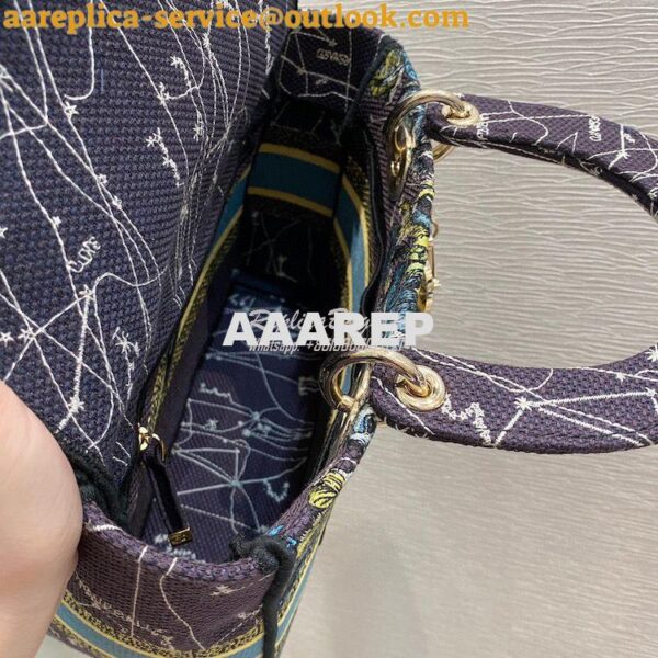 Replica Dior Medium Lady D-Lite Bag Blue Constellation Embroidery M056 11