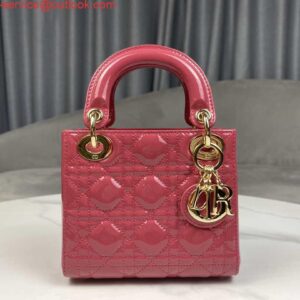 Replica Dior M0505 Mini Lady Dior Bag Pink Patent Cannage Calfskin