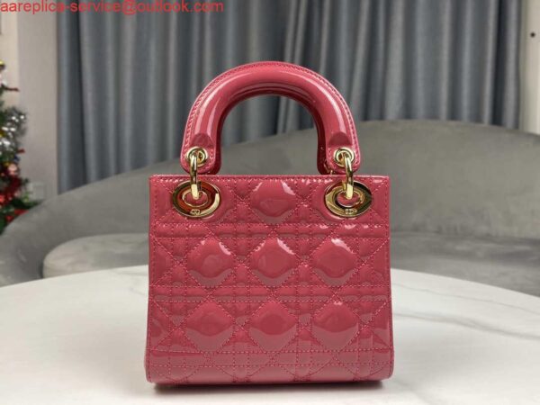 Replica Dior M0505 Mini Lady Dior Bag Pink Patent Cannage Calfskin 4