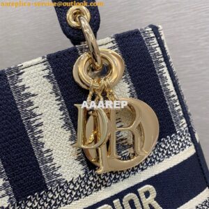 Replica Dior Medium Lady D-lite Bag Blue D-Stripes Embroidery 2