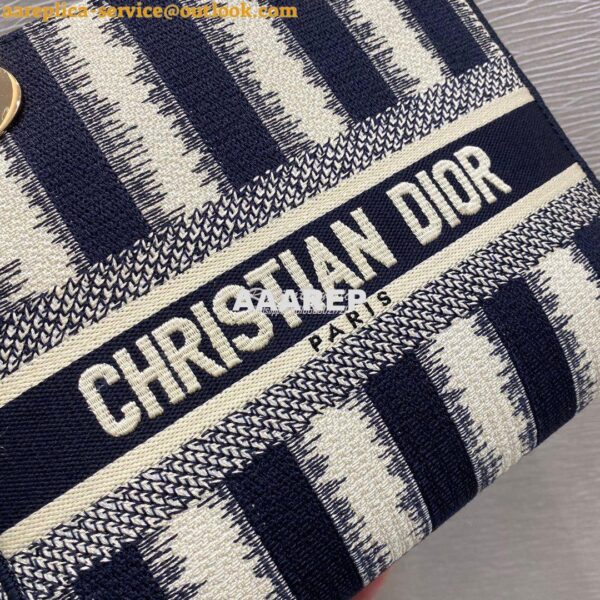 Replica Dior Medium Lady D-lite Bag Blue D-Stripes Embroidery 7