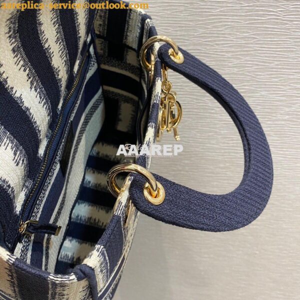 Replica Dior Medium Lady D-lite Bag Blue D-Stripes Embroidery 8