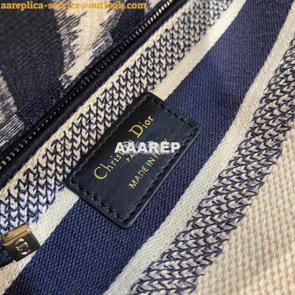 Replica Dior Medium Lady D-lite Bag Blue D-Stripes Embroidery 9