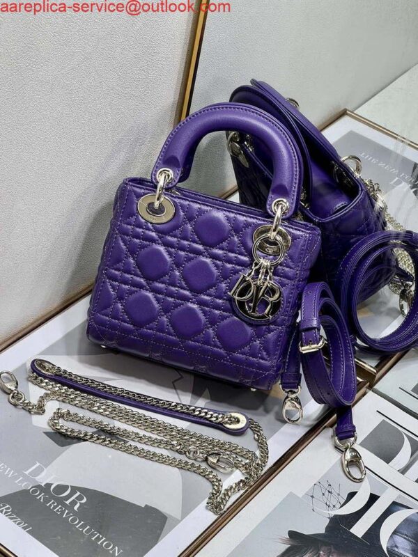 Replica Dior M0505 Mini LADY Dior Bag Purple Cannage Lambskin 3