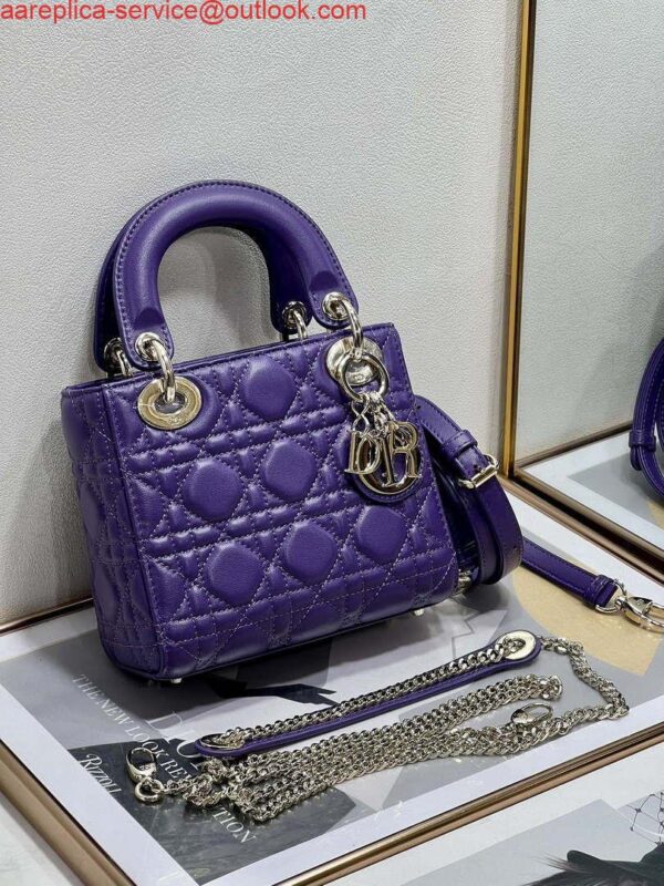 Replica Dior M0505 Mini LADY Dior Bag Purple Cannage Lambskin 4