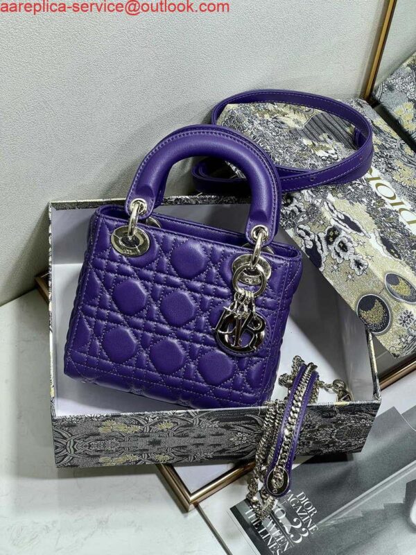 Replica Dior M0505 Mini LADY Dior Bag Purple Cannage Lambskin 5