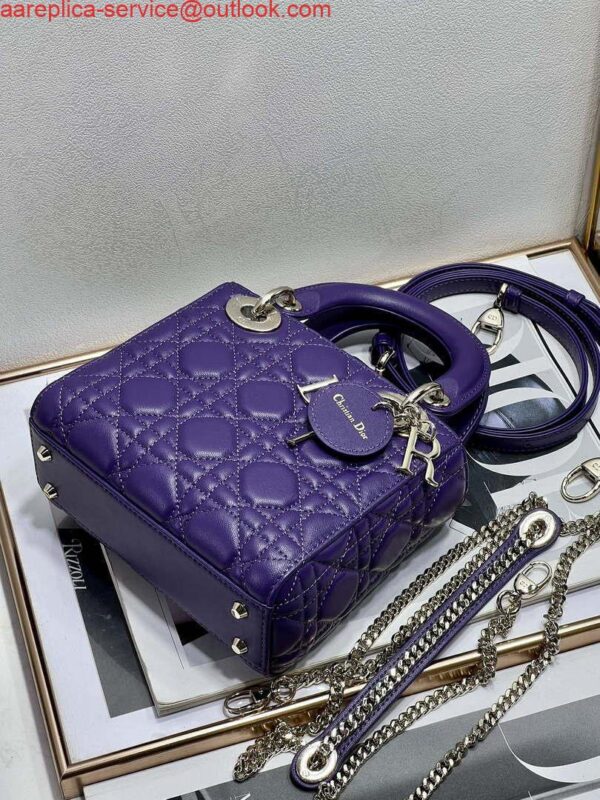 Replica Dior M0505 Mini LADY Dior Bag Purple Cannage Lambskin 7