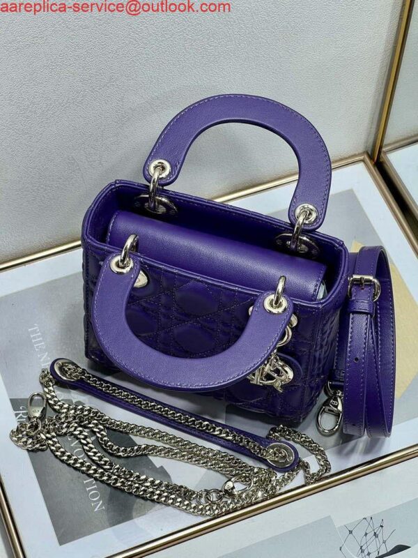 Replica Dior M0505 Mini LADY Dior Bag Purple Cannage Lambskin 9