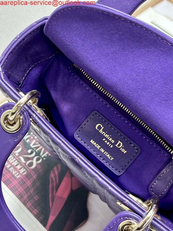 Replica Dior M0505 Mini LADY Dior Bag Purple Cannage Lambskin 10