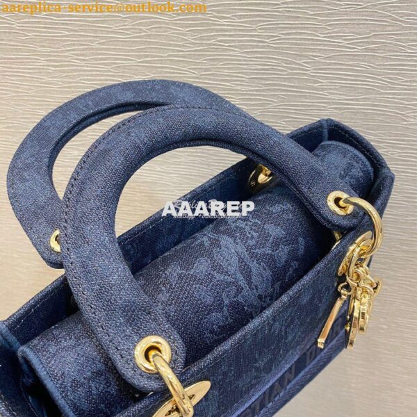 Replica Dior Medium Lady D-Lite Bag Blue Dior Flowers Embroidered Deni 7