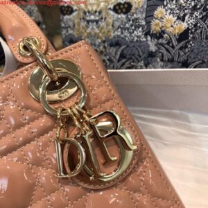 Replica Dior M0505 Mini Lady Dior Bag Rose Des Vents Patent Cannage Calfskin 2