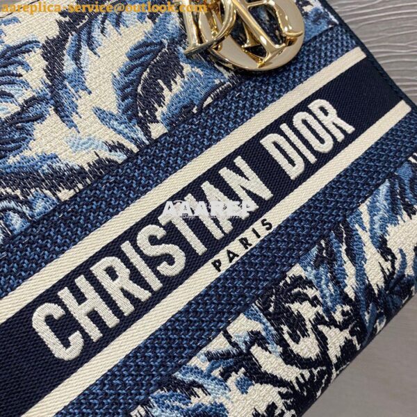 Replica Dior Medium Lady D-Lite Bag Blue Palms Embroidery 5