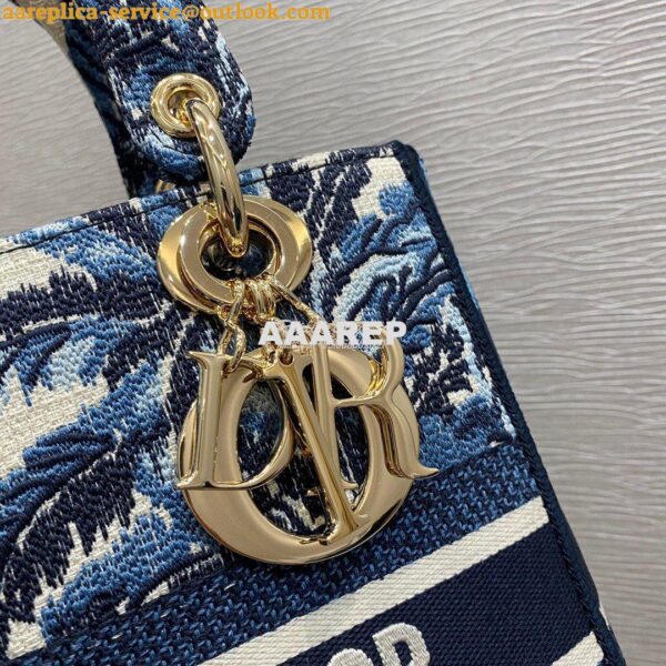 Replica Dior Medium Lady D-Lite Bag Blue Palms Embroidery 6