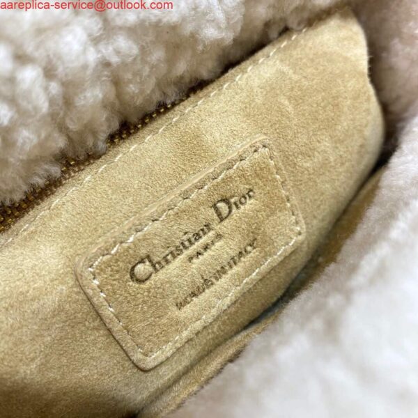 Replica Dior M0505 Mini Lady Dior Bag Shearling Camel Colored 8