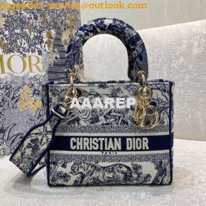 Replica Dior Medium Lady D-Lite Bag Blue Toile de Jouy Embroidery M056