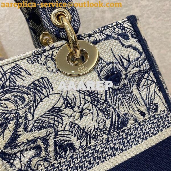 Replica Dior Medium Lady D-Lite Bag Blue Toile de Jouy Embroidery M056 7