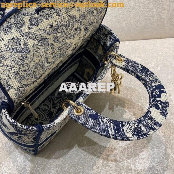 Replica Dior Medium Lady D-Lite Bag Blue Toile de Jouy Embroidery M056 9