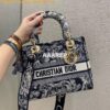 Replica Dior Medium Lady D-Lite Bag Blue Velvet Cannage Embroidery M05 2