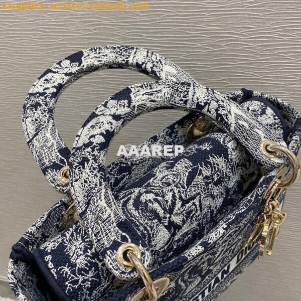 Replica Dior Medium Lady D-Lite Bag Blue Toile de Jouy Reverse Embroid 7