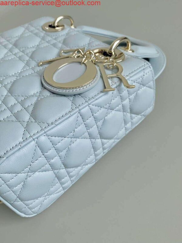 Replica Dior M0531 Small Lady Dior Bag Light Blue Cannage Lambskin 4