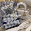 Replica Dior Medium Lady D-Lite Bag Blue Velvet Cannage Embroidery M05