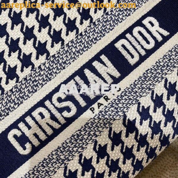 Replica Dior Medium Lady D-Lite Bag Blue White Houndstooth Embroidery 6