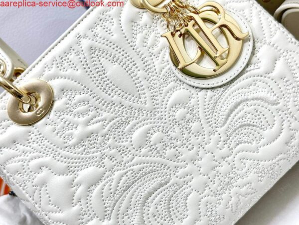 Replica Dior M0538 Small Lady Dior My ABCDIOR Bag Latte Quilted-Effect Lambskin White 6