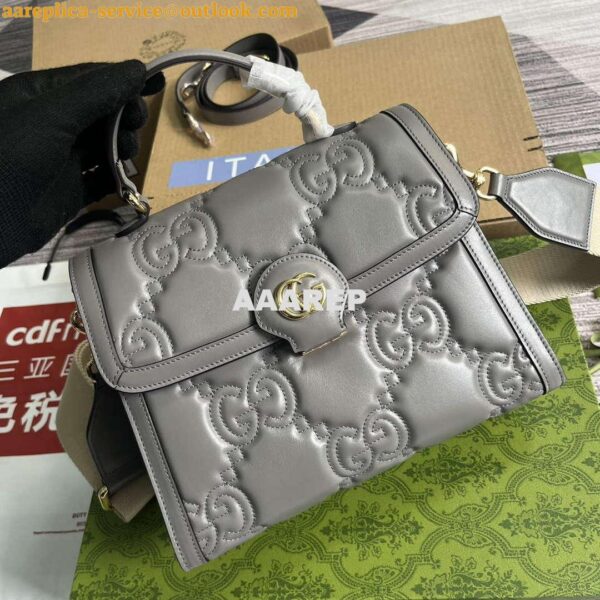 Replica Gucci 736877 GG Matelassé Handbag Grey 5