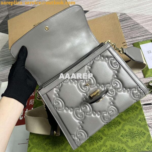 Replica Gucci 736877 GG Matelassé Handbag Grey 9