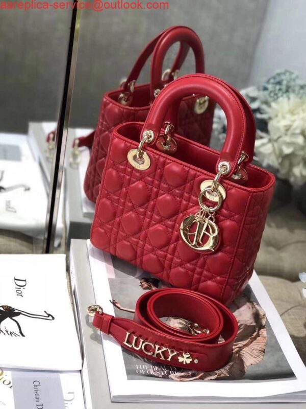 Replica Dior M0538 Small Lady My ABCDior Bag Lambskin Red 5