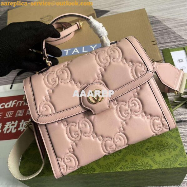 Replica Gucci 736877 GG Matelassé Handbag Pink 5