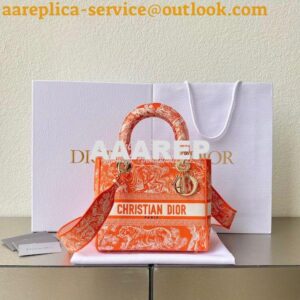 Replica Dior Medium Lady D-Lite Bag Fluorescent Orange Toile de Jouy R