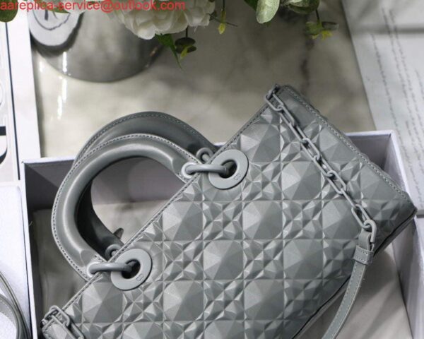 Replica Dior M0540 Lady D-joy Bag Grey Cannage Calfskin 5