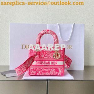 Replica Dior Medium Lady D-Lite Bag Fluorescent Pink Toile de Jouy Rev