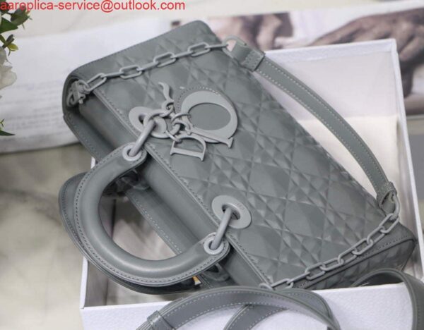 Replica Dior M0540 Lady D-joy Bag Grey Cannage Calfskin 8