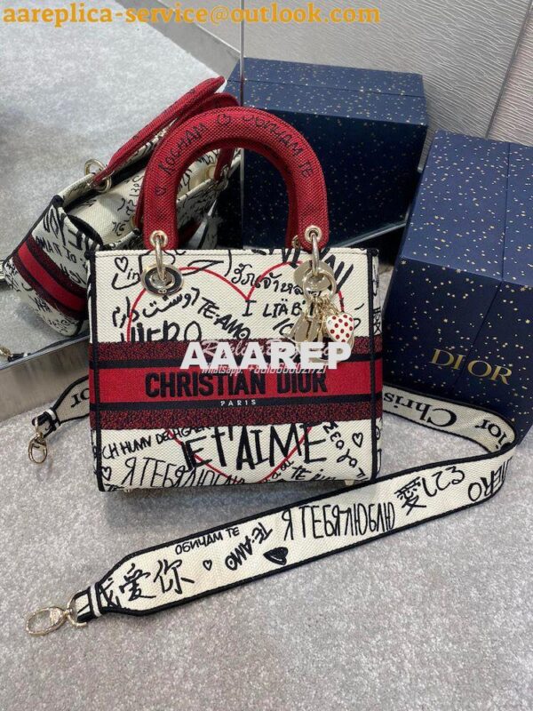 Replica Dior Medium Lady D-Lite Bag Graffiti Je'taime d'Amour Embroide 3