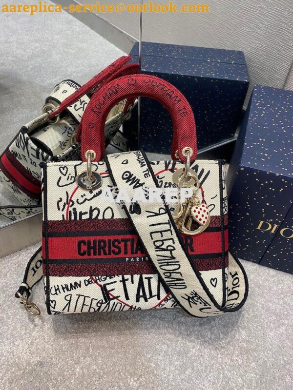 Replica Dior Medium Lady D-Lite Bag Graffiti Je'taime d'Amour Embroide 4