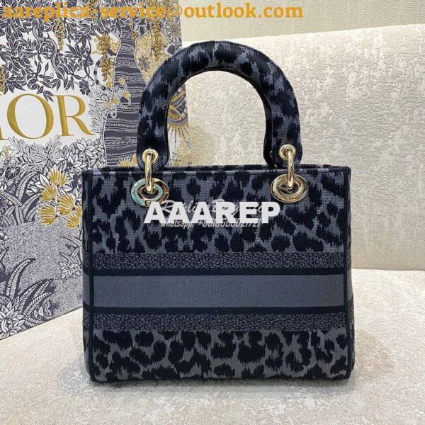 Replica Dior Medium Lady D-Lite Bag Gray Mizza Embroidery M0565 8