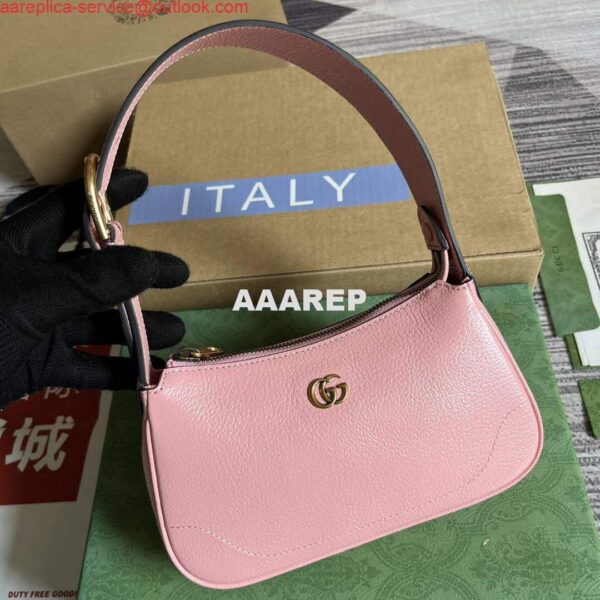 Replica Gucci 739076 Aphrodite shoulder bag with Double G Light pink 4