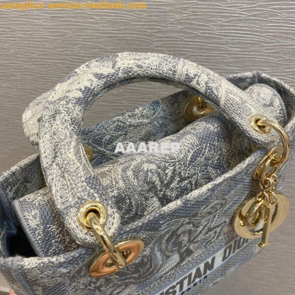 Replica Dior Medium Lady D-Lite Bag Gray Toile de Jouy Reverse Embroid 5