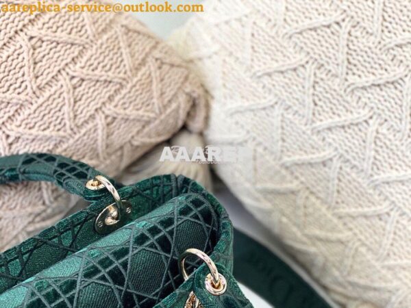 Replica Dior Medium Lady D-lite Bag Green Cannage Embroidered Velvet M 7