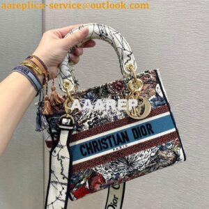 Replica Dior Medium Lady D-Lite Bag Latte Multicolor Constellation Emb