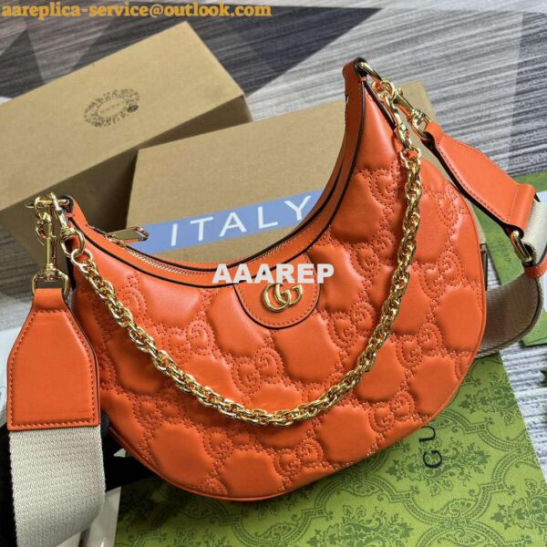 Replica Gucci 739709 GG Matelassé Small Shoulder Bag Orange 5