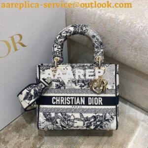 Replica Dior Medium Lady D-Lite Bag Latte Toile de Jouy Zodiac Embroid