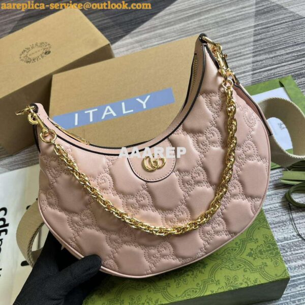 Replica Gucci 739709 GG Matelassé Small Shoulder Bag Pink 5