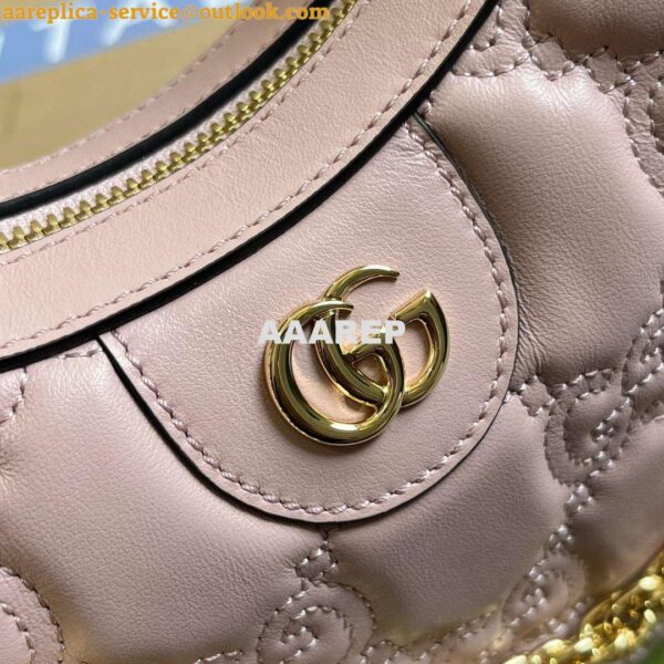 Replica Gucci 739709 GG Matelassé Small Shoulder Bag Pink 6